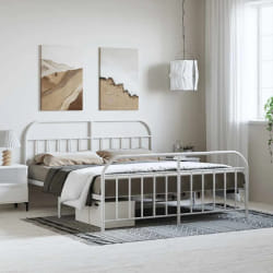 vidaXL Cadre de lit métal sans matelas et pied de lit blanc 183x213 cm