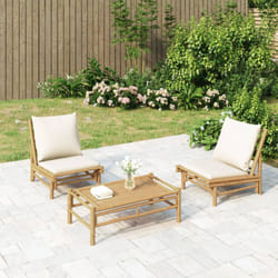 Vidaxl - Chaises de jardin lot de 2 avec coussins blanc crème bambou