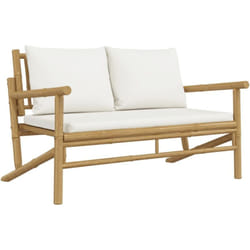 Vidaxl - Banc de jardin avec coussins blanc crème bambou