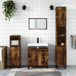 vidaXL Ensemble d'armoires de salle de bain 3 pcs chêne fumé