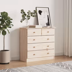 Cette commode en bois, au look intemporel, est conçue pour être un excellent supplément à votre maison. Bois de pin massif :  ...