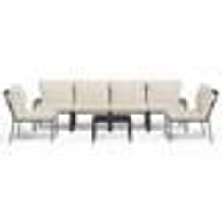 vidaXL Salon de jardin 7 pcs avec coussins sable acier