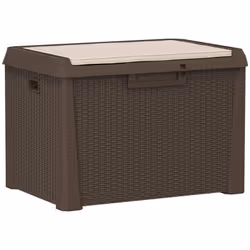 Cette boîte de rangement de jardin à l'aspect de rotin est idéale pour ranger vos coussins, oreillers, couvertures, jouets et ...