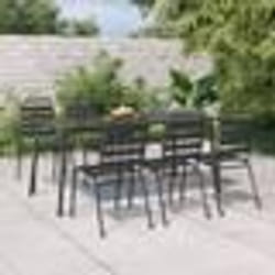vidaXL Ensemble à manger de jardin 7 pcs anthracite acier