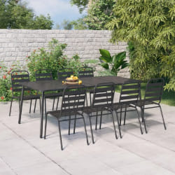 Ensemble à manger vidaXL 9 pcs - Anthracite