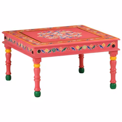 vidaXL Table basse rose bois de manguier massif peint à la main