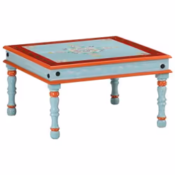 vidaXL Table basse bleu bois de manguier massif peint à la main