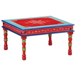 vidaXL Table basse rouge bois de manguier massif peint à la main