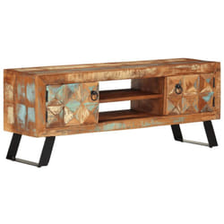 Meuble Tv 112x30x45 Cm Bois Massif De Récupération Vidaxl