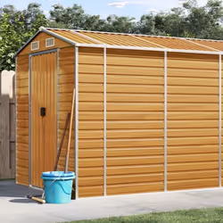 vidaXL Abri de jardin marron clair 191x810x198 cm acier galvanisé