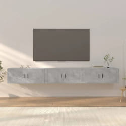 vidaXL Meubles TV Muraux 3 pièces Gris Béton