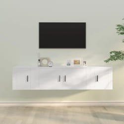 vidaXL Meubles TV 3 pcs Blanc Ingénierie