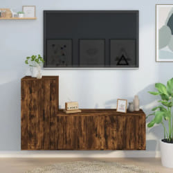 vidaXL Ensemble Meubles TV 2 pièces - Chêne fumé
