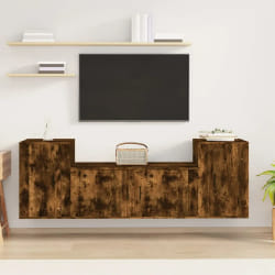 vidaXL Ensemble TV 3 pcs - Chêne fumé