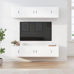 Ensemble TV VidaXL 6 pièces Blanc Bois