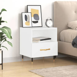 vidaXL Table de chevet blanc brillant 40x35x47,5 cm bois d'ingénierie