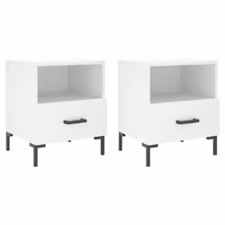 VidaXL 827437, Blanc, Fer, Bois, 400 mm, 350 mm, 475 mm, 2 pièce(s)