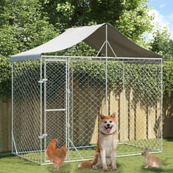 Vidaxl - Chenil d'extérieur pour chiens avec toit argenté 3x1,5x2,5 m