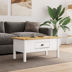 vidaXL Table basse BODO blanc et marron 100x55x45cm bois de pin massif 355069