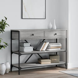 Vidaxl - Table console avec tiroirs et étagères gris bois d'ingénierie