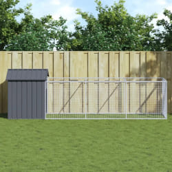 VidaXL Niche avec cour pour chien - Anthracite