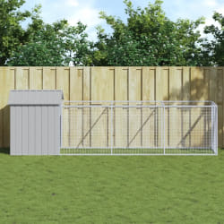 vidaXL Niche pour chien avec cour - Gris clair