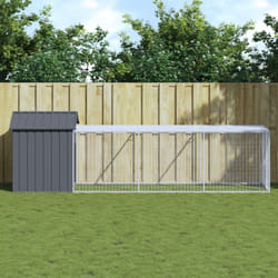 Poulailler avec cour anthracite 117x405x123 cm acier galvanisé