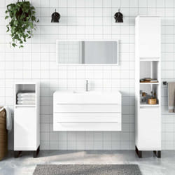 Armoire de bain avec miroir blanc brillant bois d'ingénierie Vidaxl