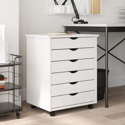 Armoire roulante avec tiroirs moss blanc bois de pin solide Vidaxl