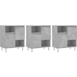 vidaXL Buffets 3 pcs gris béton bois d'ingénierie