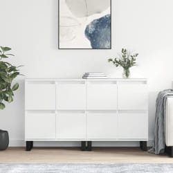 vidaXL Buffets 2 pcs blanc brillant bois d'ingénierie