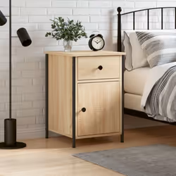 Cette table de chevet au design élégant est un supplément intemporel à votre décoration intérieure. Matériau durable : le boi ...