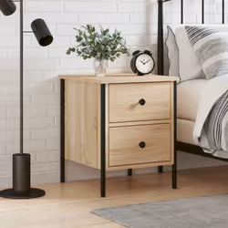 Cette table de chevet au style industriel est un supplément intemporel à votre décoration intérieure. Matériau durable : le b ...