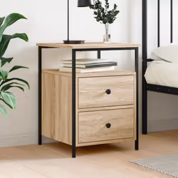Cette table de chevet au style industriel est un supplément intemporel à votre décoration intérieure. Matériau durable : le b ...