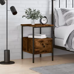 vidaXL Table de chevet chêne fumé 34x36x50 cm bois d'ingénierie