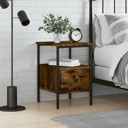 vidaXL Table de chevet chêne fumé 34x36x50 cm bois d'ingénierie