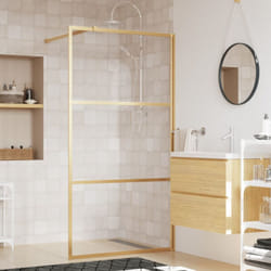 vidaXL Paroi de douche avec verre ESG transparent doré 115x195 cm