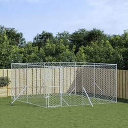 Chenil d'extérieur pour chiens argenté 4x4x2 m acier galvanisé Vidaxl
