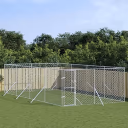 vidaXL Chenil d'extérieur pour chiens argenté 4x8x2 m acier galvanisé