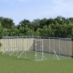 vidaXL Chenil d'extérieur pour chiens argenté 4x8x2 m acier galvanisé