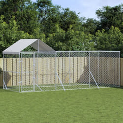 vidaXL Chenil d'extérieur pour chiens avec toit argenté 6x2x2,5 m
