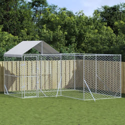 Vidaxl - Chenil d'extérieur pour chiens avec toit argenté 4x4x2,5 m