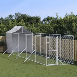 vidaXL Chenil d'extérieur pour chiens avec toit argenté 2x10x2,5 m