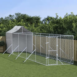 vidaXL Chenil d'extérieur pour chiens avec toit argenté 2x10x2,5 m