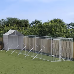 vidaXL Chenil d'extérieur pour chiens avec toit argenté 2x14x2,5 m