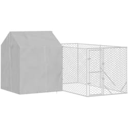 Vidaxl - Chenil d'extérieur pour chiens avec toit argenté 4x4x2,5 m