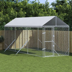 vidaXL Chenil d'extérieur pour chiens avec toit argenté 2x6x2,5 m