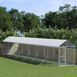 Vidaxl - Chenil d'extérieur pour chiens avec toit argenté 2x14x2,5 m