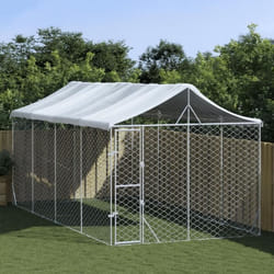 vidaXL Chenil d'extérieur pour chiens avec toit argenté 3x6x2,5 m