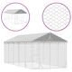 vidaXL Chenil d'extérieur pour chiens avec toit argenté 3x7,5x2,5 m